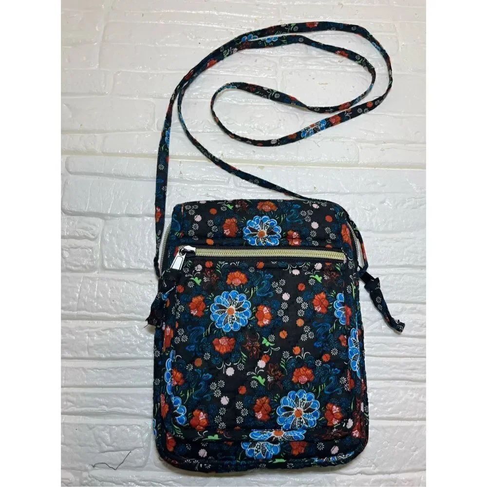 Flower Black Pattern Crossbody Bag